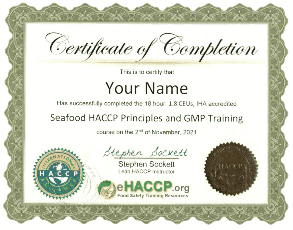 Seafood Haccp Certificate Haccp Training And Certification