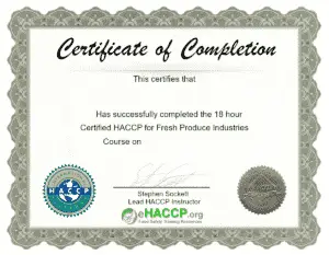 Certified HACCP Principles for Fresh Produce Industries Certificate