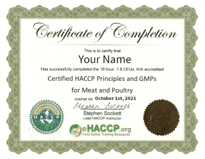 HACCP Meat and Poultry Certificate
