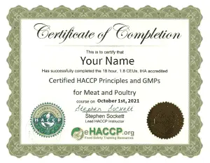 HACCP Meat and Poultry Certificate