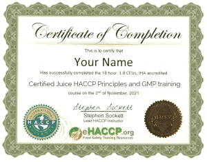 Juice HACCP Certificate