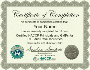 HACCP RTE and Retail Certificate
