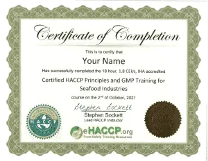 Seafood HACCP Certificate