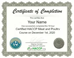 HACCP for Meat and Poultry Processors Certificate