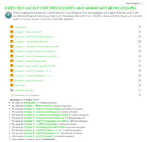 HACCP training dashboard